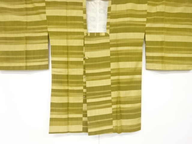 JAPANESE KIMONO / ANTIQUE MICHIYUKI COAT / SILK / TSUMUGI / WOVEN STRIPE